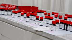 AFI lab samples lined neatly on paper with sample orders beneath them